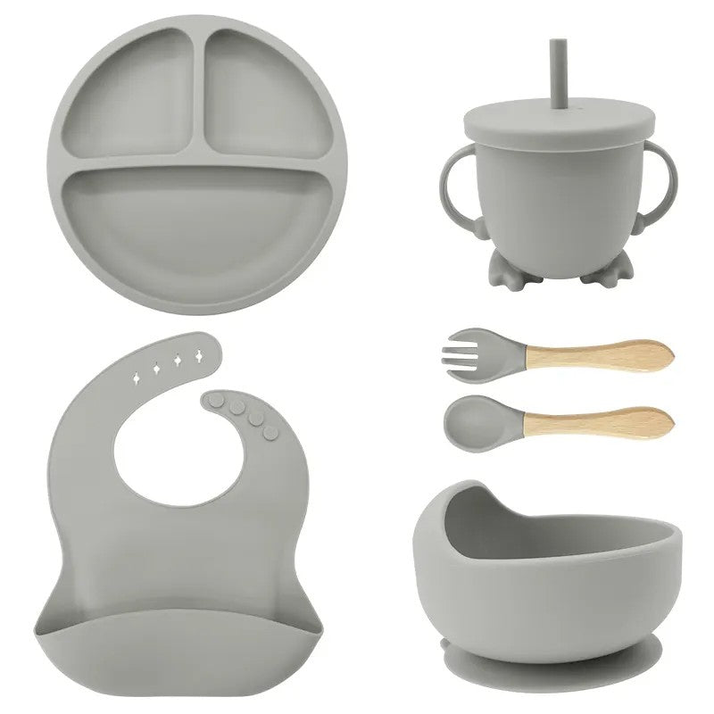 6-Piece Silicone Baby Dinnerware Set with Suction Cup