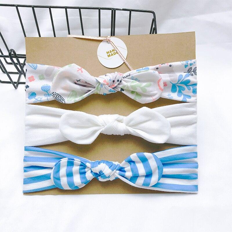 Bandeau fille bleu et blanc avec rayure (lot de 3)