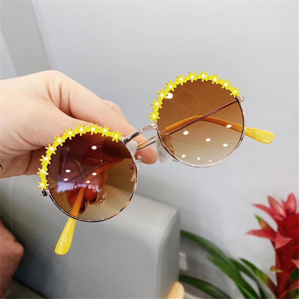 Lunettes de soleil polarisées à fleurs pour enfants avec monture métallique