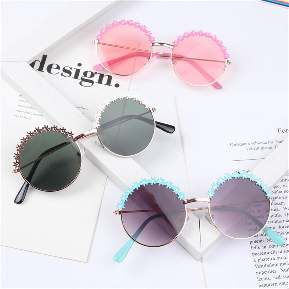 Lunettes de soleil polarisées à fleurs pour enfants avec monture métallique