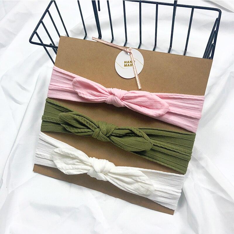 Bandeau fille vert rose blanc (lot de 3)