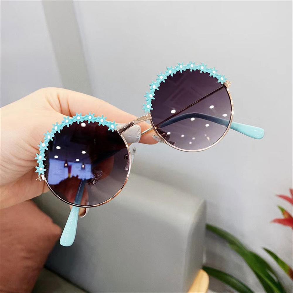 Lunettes de soleil polarisées à fleurs pour enfants avec monture métallique