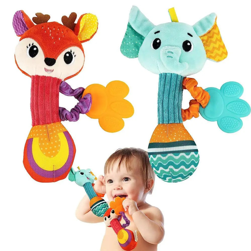 Sonaglino in Peluche con Anello da Dentizione Neonato