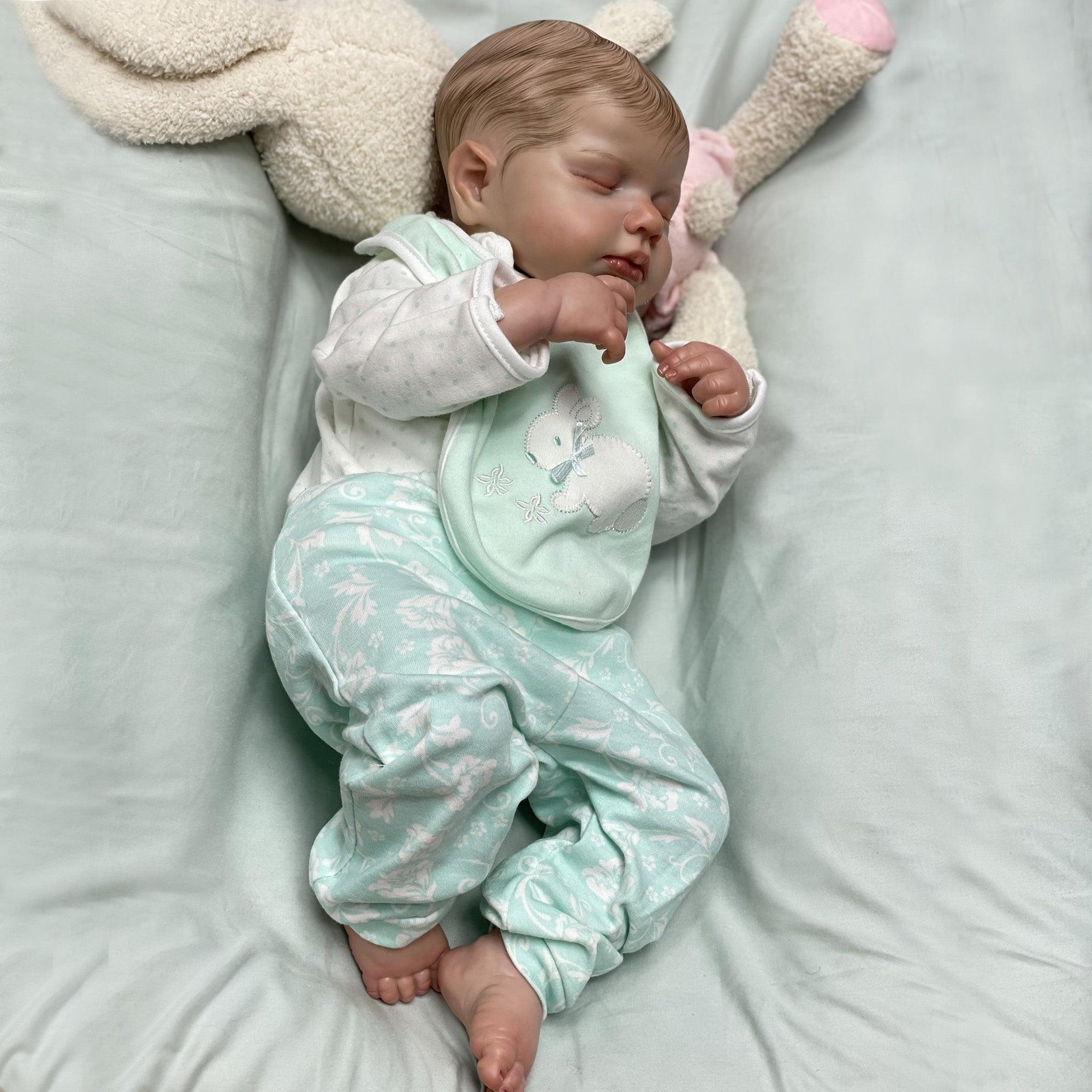 Reborn baby boy with closed eyes - Leo