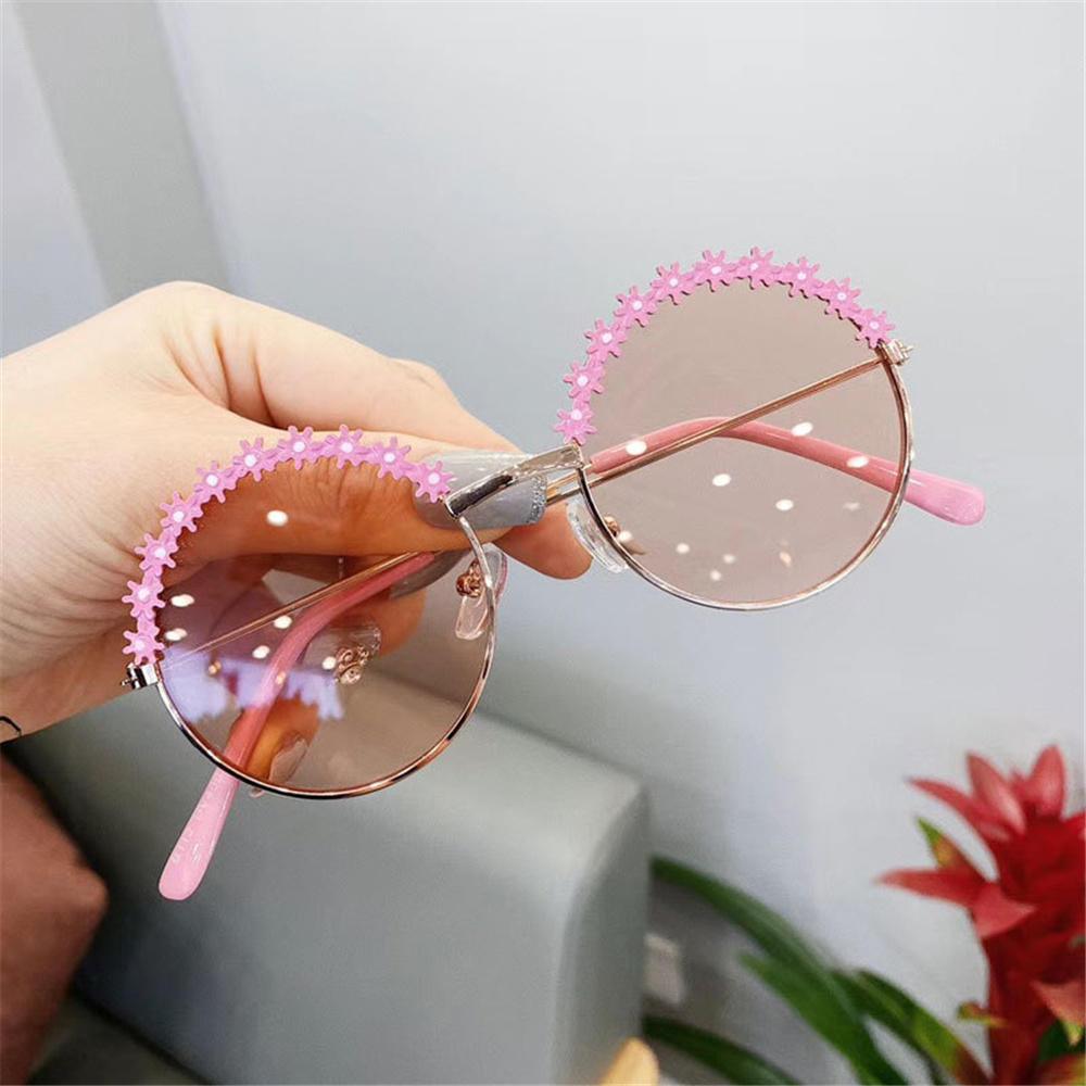 Lunettes de soleil polarisées à fleurs pour enfants avec monture métallique