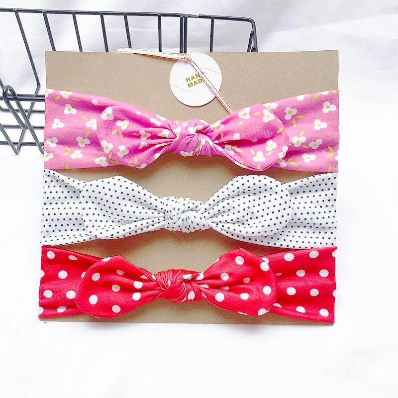 Bandeau fille 3 couleurs avec motifs à pois et fleurs (lot de 3)