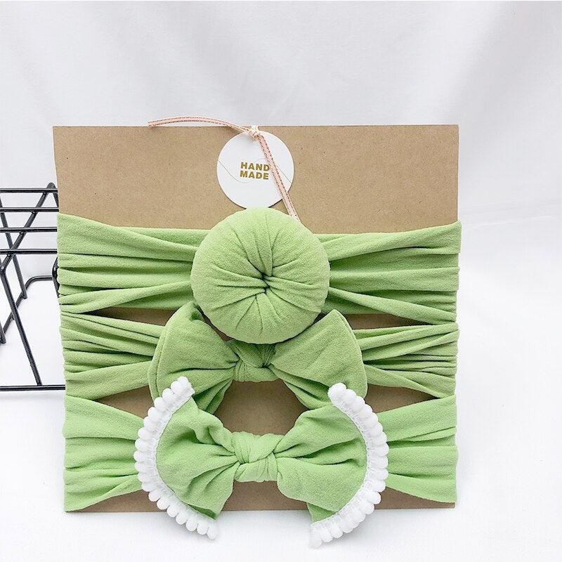 Girls' headbands, green (pack of 3)