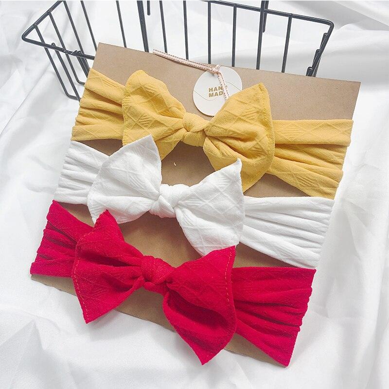 Bandeau fille rouge blanc et jaune (lot de 3)
