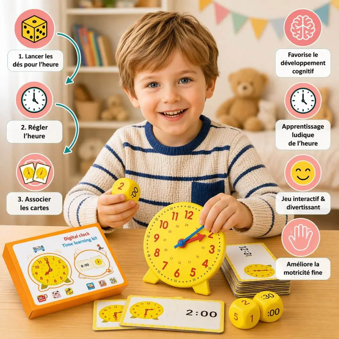 Children's Educational Clock – Montessori Kit – Puzzle Cards – Ages 3+