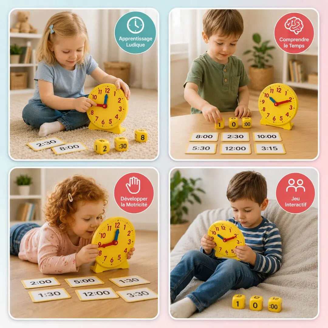Children's Educational Clock – Montessori Kit – Puzzle Cards – Ages 3+