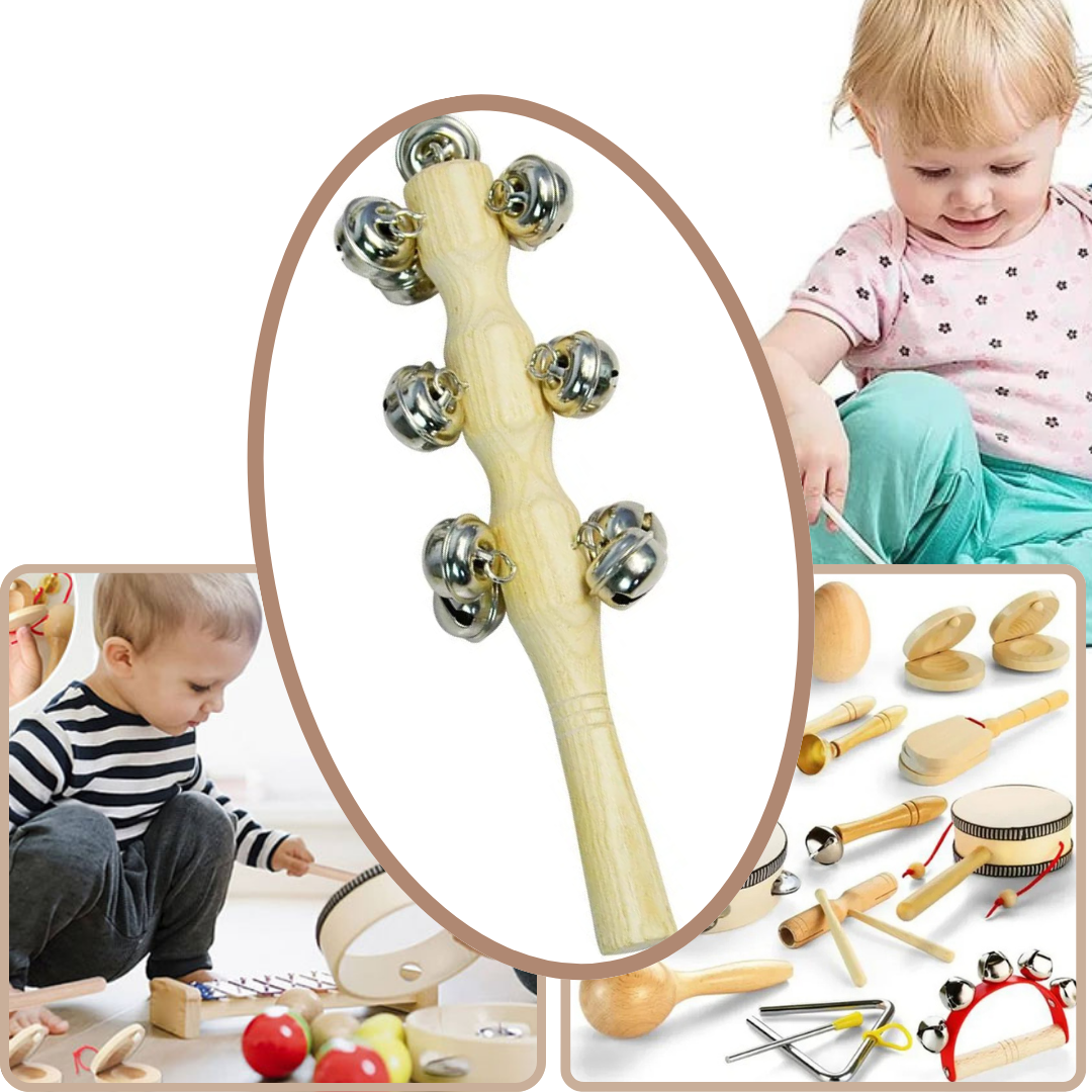 Instrument de musique enfant - jouet en bois Naturel -  BÂTON AVEC CLOCHETTES