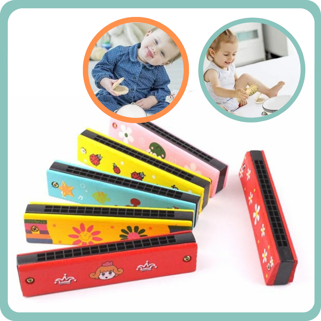 Children's Musical Instrument - Colored Wooden Toy - HARMONICA