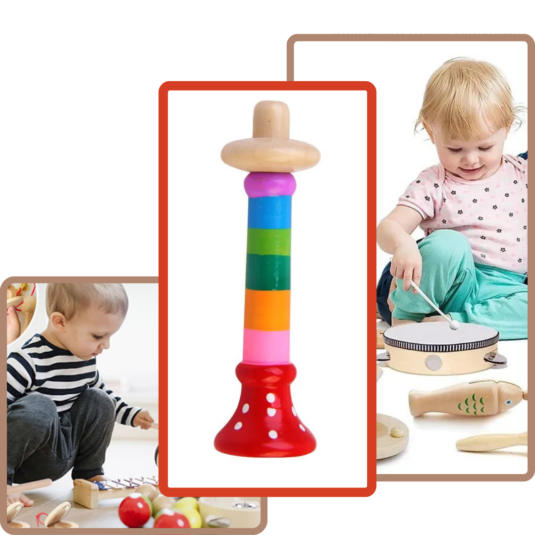 Strumento musicale per bambini - giocattolo in legno colorato - TROMBA