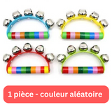 Instrument de musique enfant - jouet en Bois Coloré - GRELOTS SUR POIGNÉE