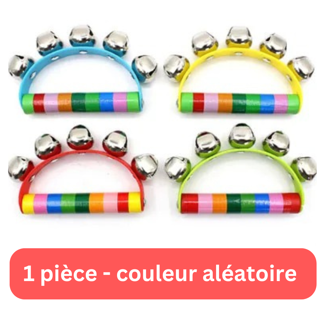 Instrument de musique enfant - jouet en Bois Coloré - GRELOTS SUR POIGNÉE