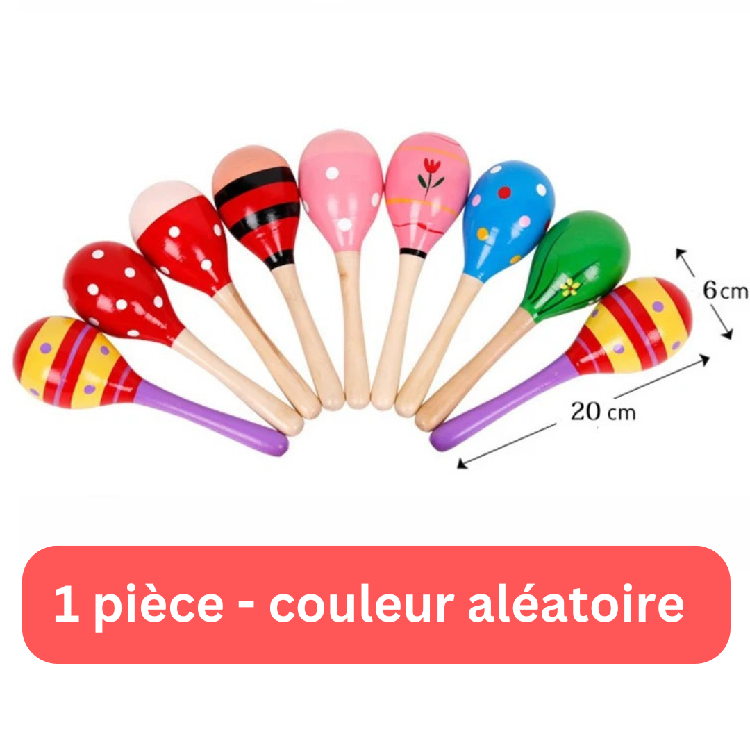 Strumento musicale per bambini - giocattolo in legno colorato - MARACAS
