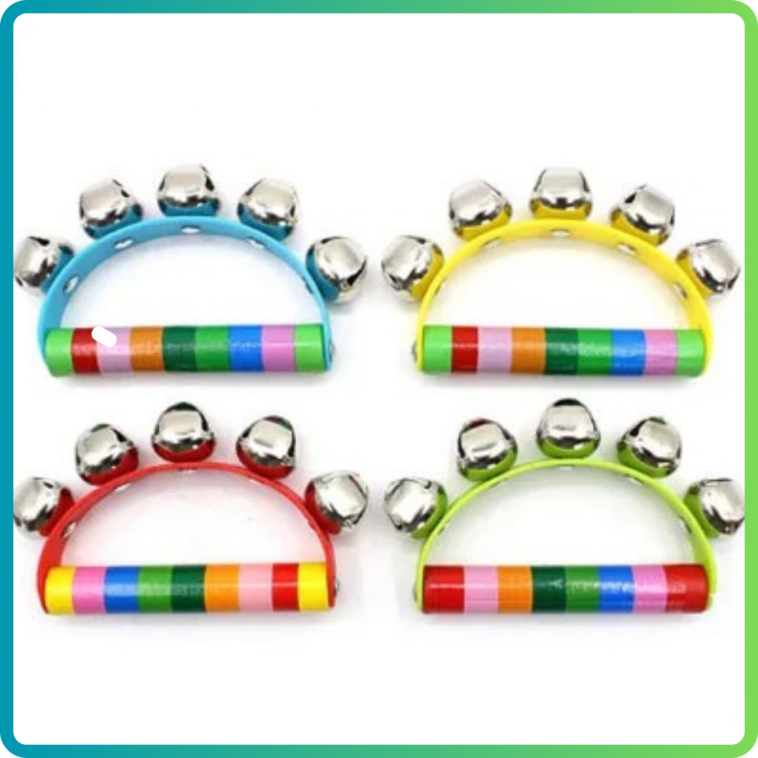 Instrument de musique enfant - jouet en Bois Coloré - GRELOTS SUR POIGNÉE