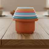 Jeu de construction tasses empilables en silicone | EduTower