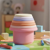 Jeu de construction tasses empilables en silicone | EduTower