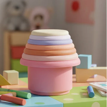 Jeu de construction tasses empilables en silicone | EduTower