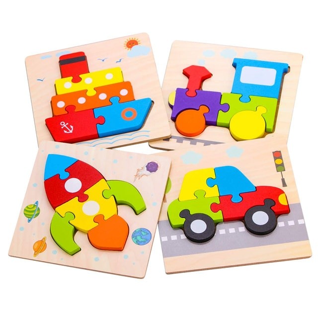 Puzzle Encastrement Montessori en Bois 10 Puzzles