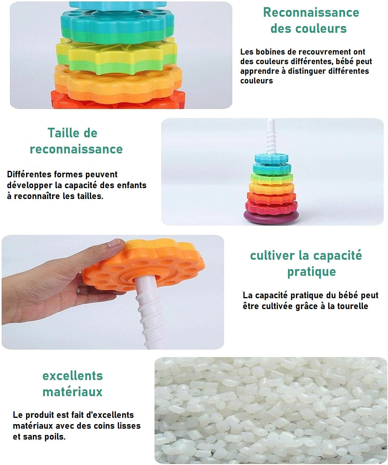 Jouet Empilable de Roue Tournante Arc-en-ciel