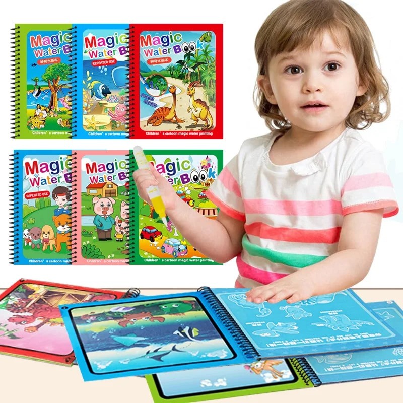 Set di 5 libri da colorare magici ad acqua