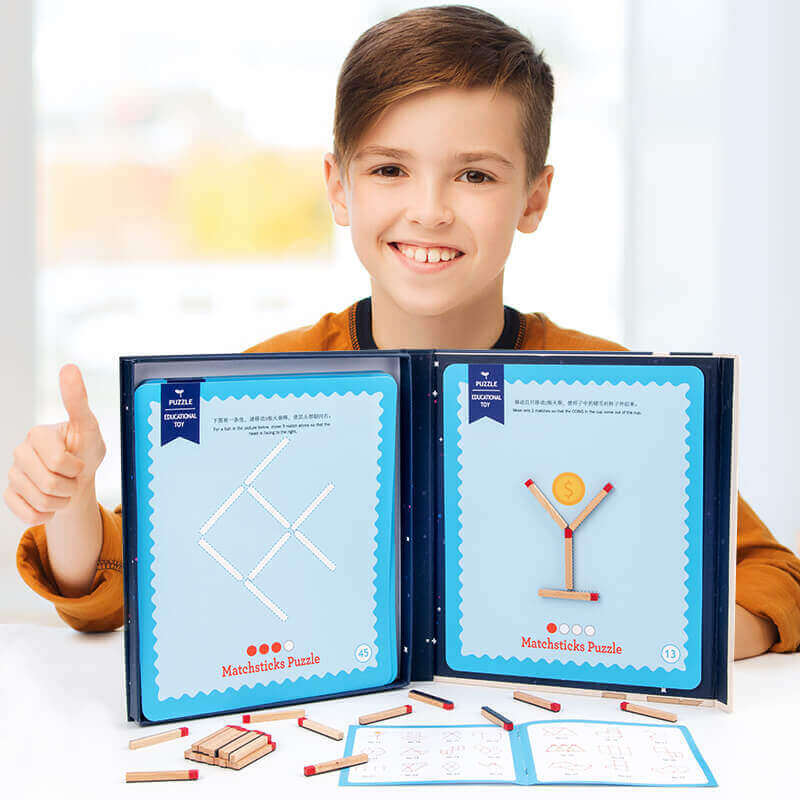 MindfulMatch™ Montessori Puzzle en Bois de Motifs et Logique (Jeu de Bâtonnets Créatifs)