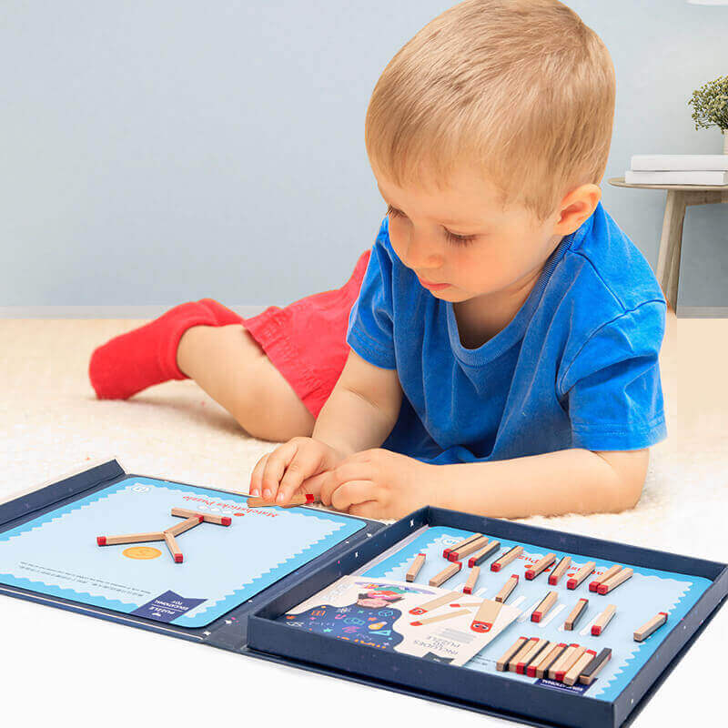 MindfulMatch™ Montessori Puzzle en Bois de Motifs et Logique (Jeu de Bâtonnets Créatifs)