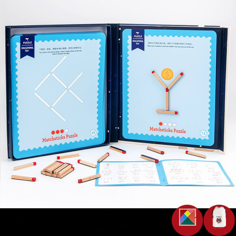 MindfulMatch™ Montessori Puzzle en Bois de Motifs et Logique (Jeu de Bâtonnets Créatifs)