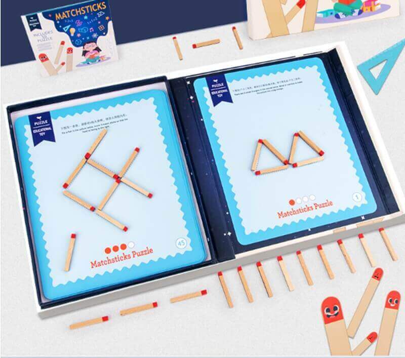MindfulMatch™ Montessori Puzzle en Bois de Motifs et Logique (Jeu de Bâtonnets Créatifs)