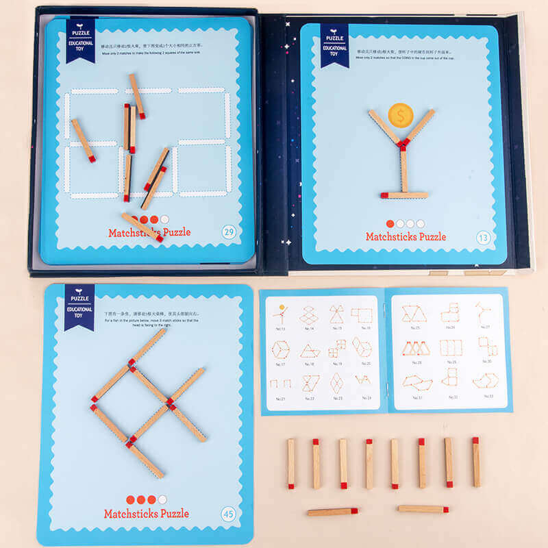 MindfulMatch™ Montessori Puzzle en Bois de Motifs et Logique (Jeu de Bâtonnets Créatifs)