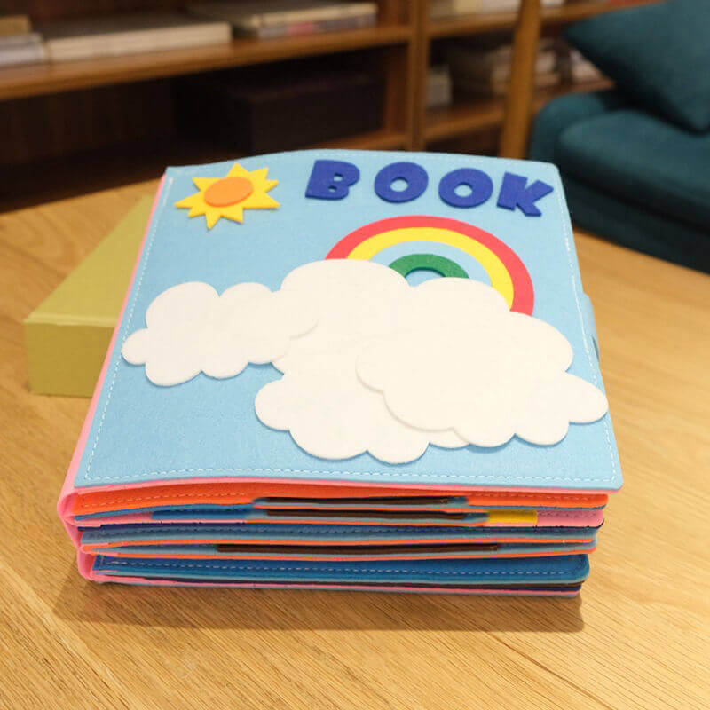 Quiet Book sensoriale Montessori (libro di attività in feltro a tema arcobaleno)