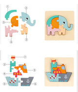 Puzzle Animale 3D in Legno MontessoriFit™ | Giocattolo per l'Apprendimento Precoce