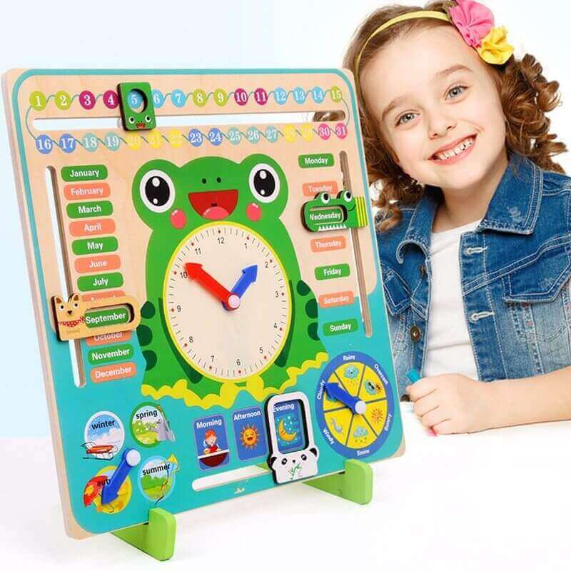 Calendario e Orologio in Legno Montessori | Imparare l'Ora, le Stagioni e il Meteo