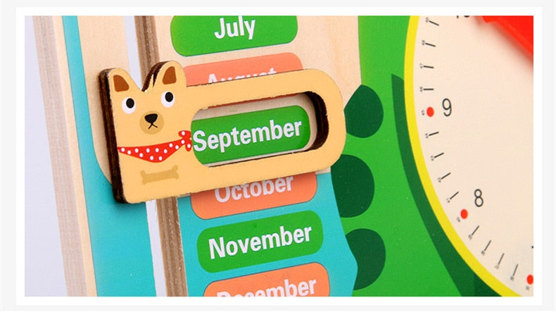 Calendario e Orologio in Legno Montessori | Imparare l'Ora, le Stagioni e il Meteo