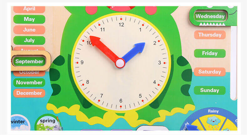 Calendario e Orologio in Legno Montessori | Imparare l'Ora, le Stagioni e il Meteo