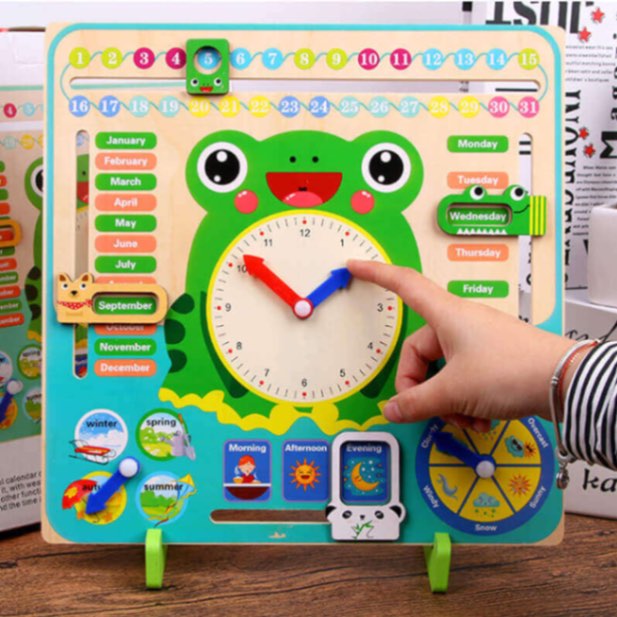 Calendario e Orologio in Legno Montessori | Imparare l'Ora, le Stagioni e il Meteo