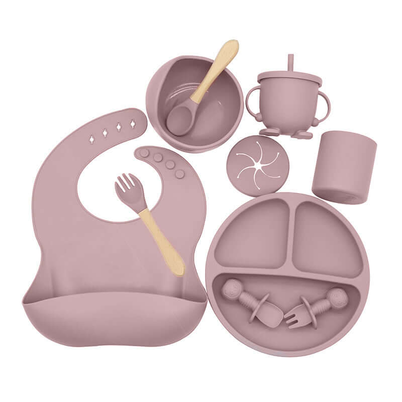 Set di alimentazione in silicone NobleTots™ Ultimate da 7 pezzi (piatto con ventosa, ciotola, bavaglino e tazza 2 in 1)