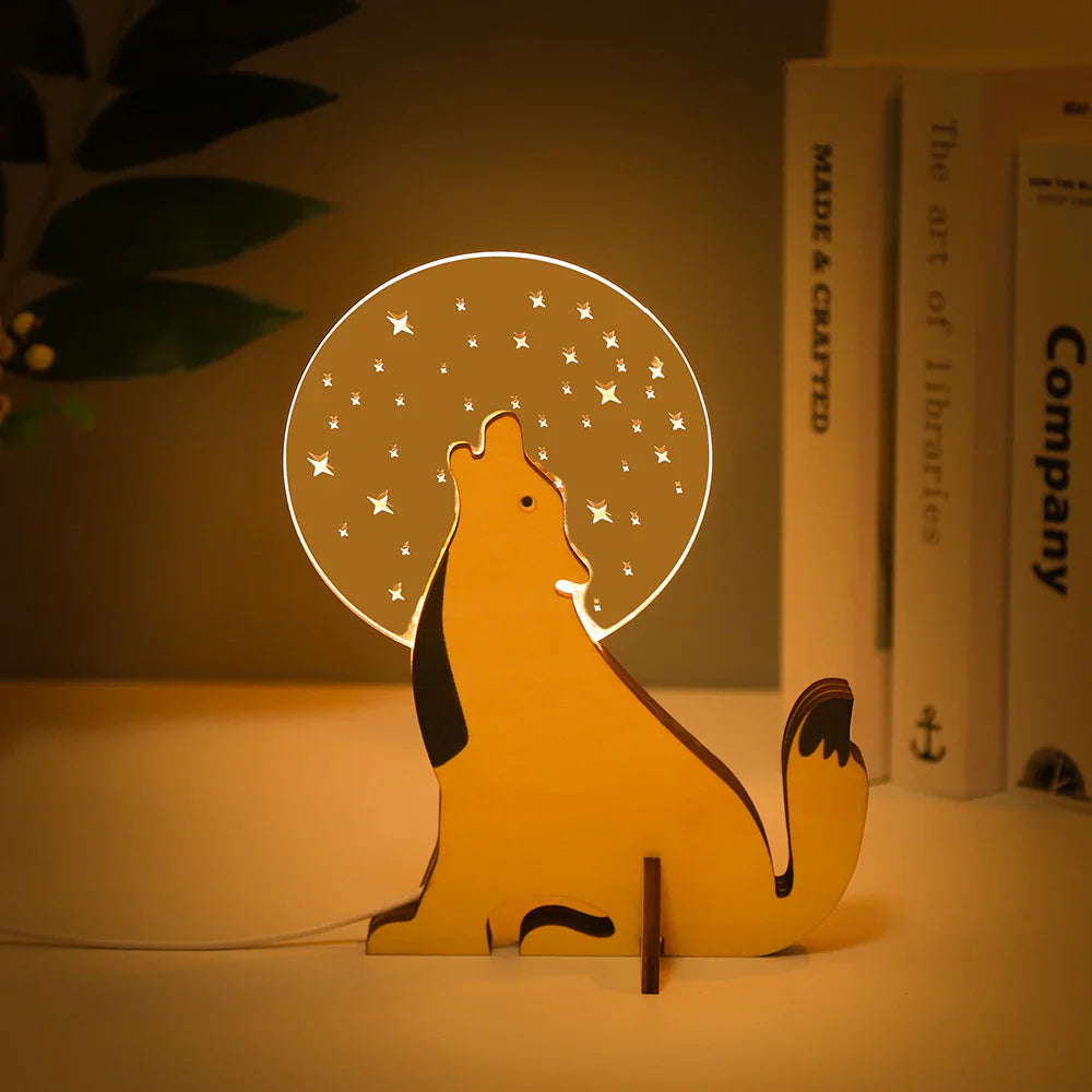 Veilleuse LED Animaux en Bois
