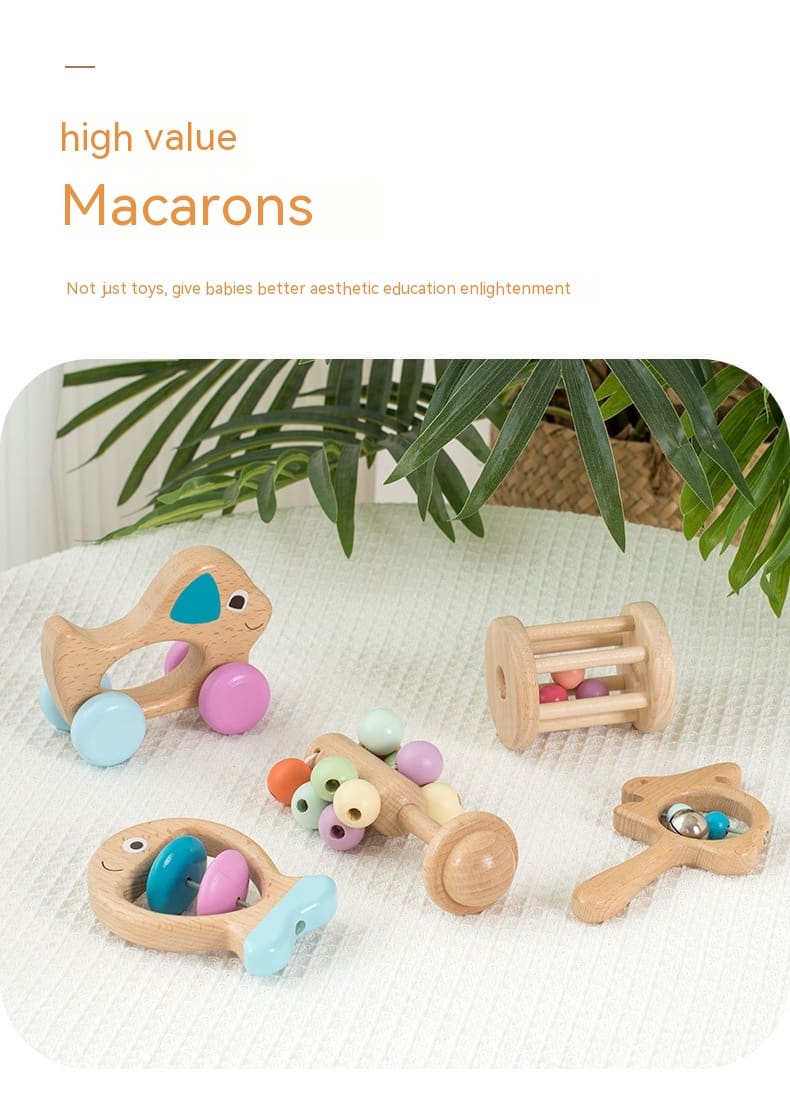 NaturePlay™ Set of 5 Organic Beechwood Rattles (Montessori)