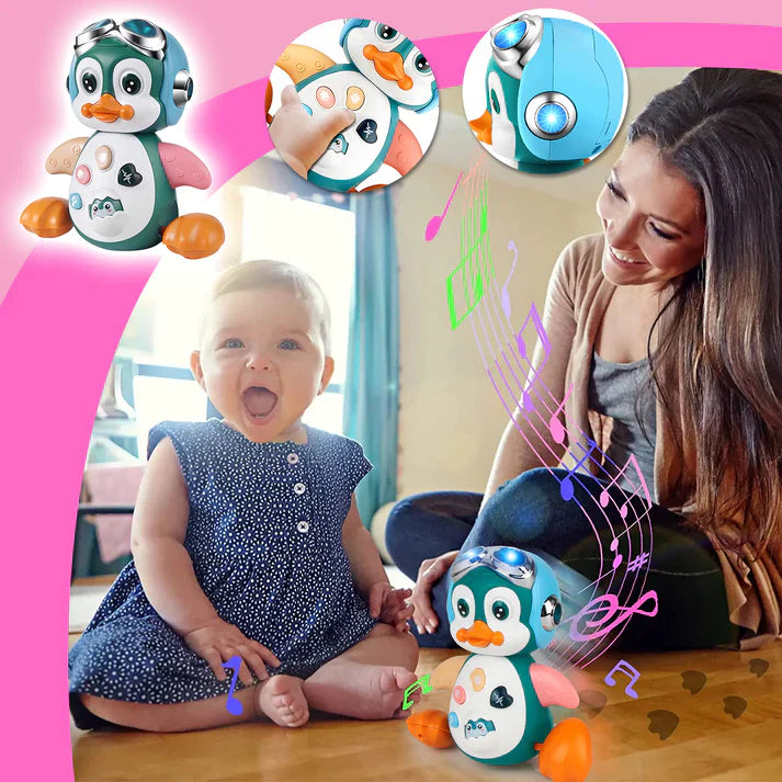 Giocattolo musicale a forma di pinguino gattonante