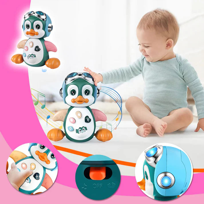Giocattolo musicale a forma di pinguino gattonante