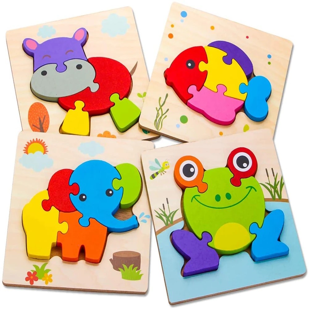 Puzzle Encastrement Montessori en Bois 10 Puzzles