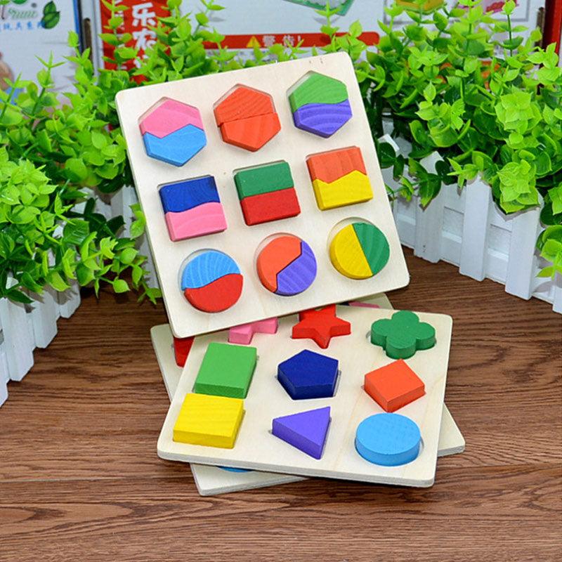 Puzzle en bois à formes géométriques pour bébé