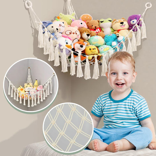 Contenitore per peluche | Rete triangolare Bomac™ Amaca in macramè squisita per riporre i peluche