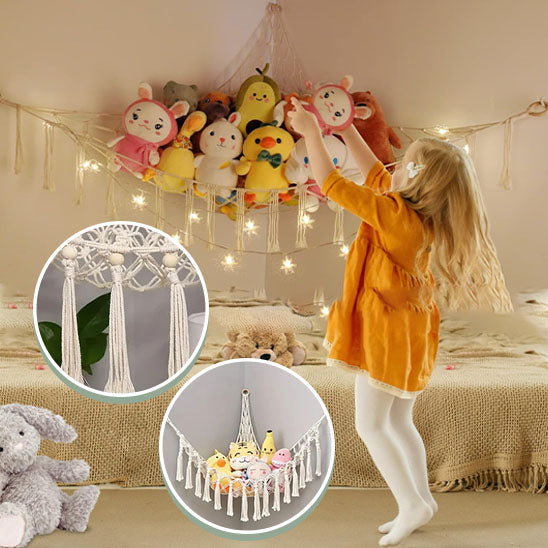 Contenitore per peluche | Rete triangolare Bomac™ Amaca in macramè squisita per riporre i peluche
