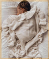 Couverture pour Bébé Tricotée en Coton 100% Ruffled Elegance™ (Enveloppe Vintage pour Poussette)