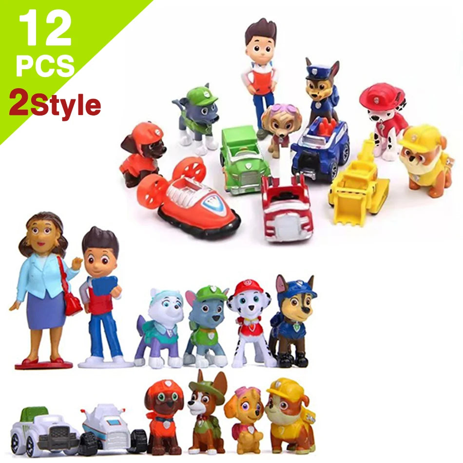 Figurines Pat' Patrouille – lot de 12 en PVC (4 à 7 cm) pour enfants