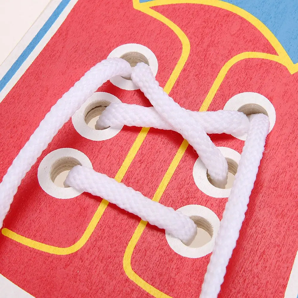 Lacets en bois Montessori – jeu de laçage lumineux
